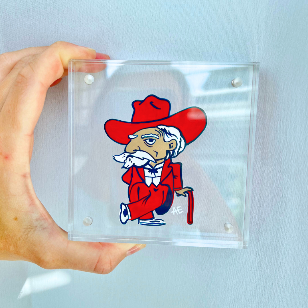 Ole Miss Handpainted Acrylic Block (4" x 4")