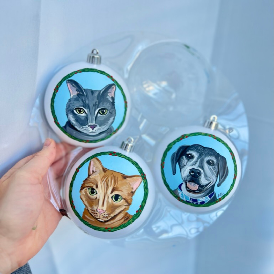 Custom Pet Portrait Ornament (4")