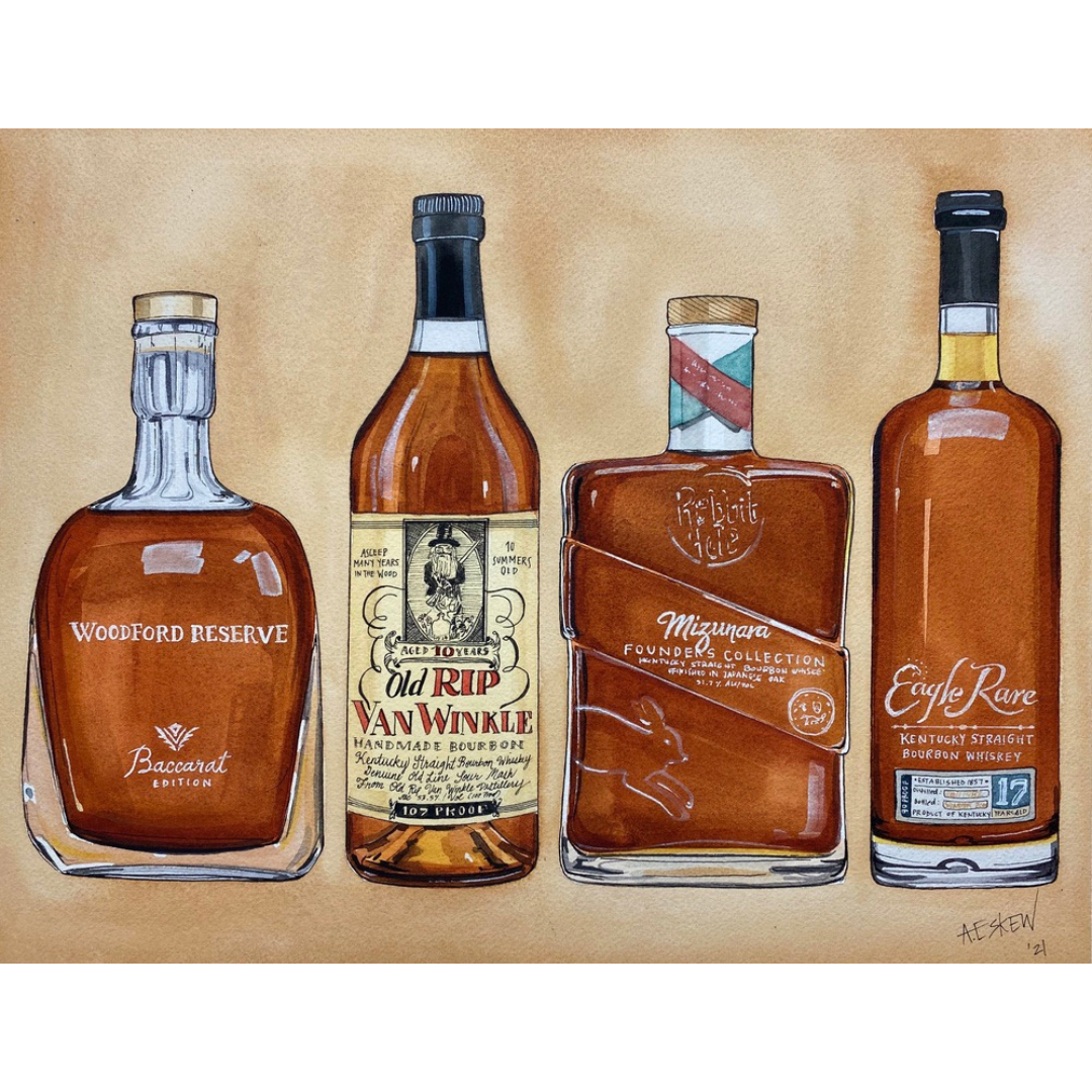 Bourbon Bottles Print (11" x 14")