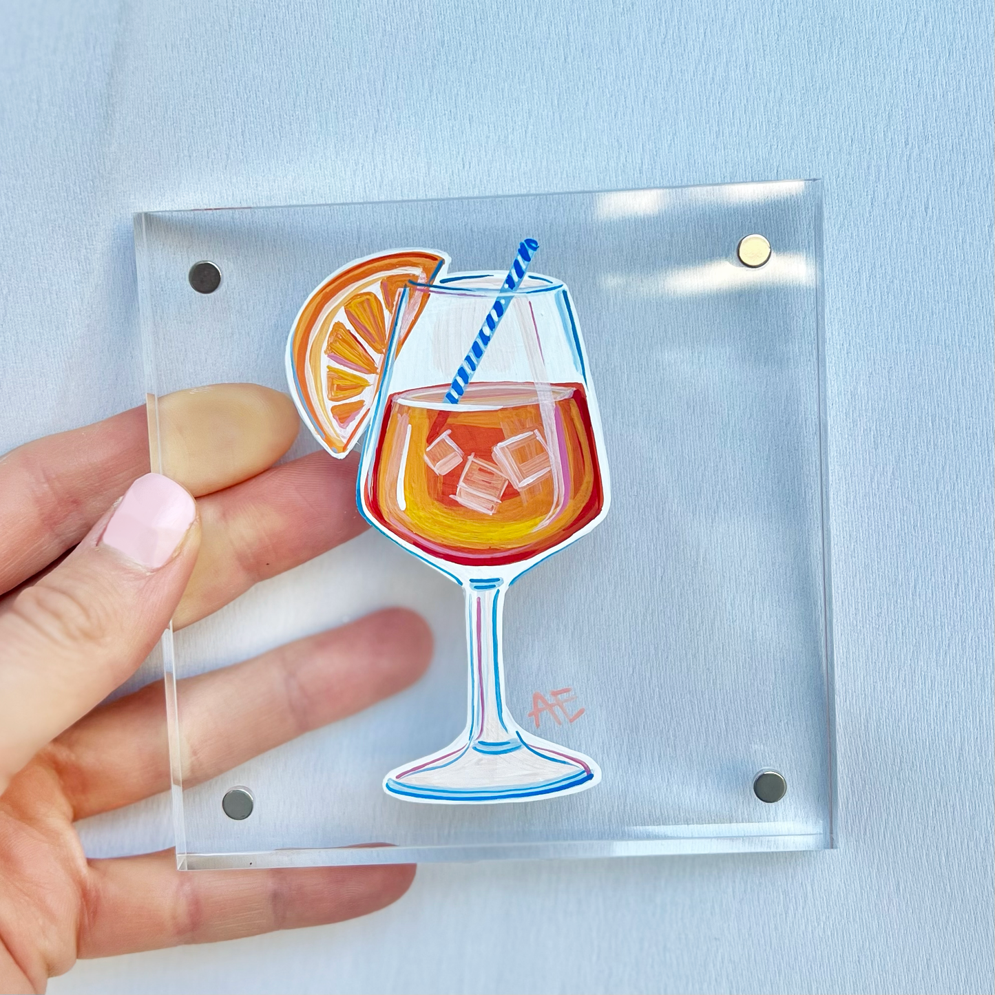 Aperol Spritz Handpainted Acrylic Block (4" x 4")